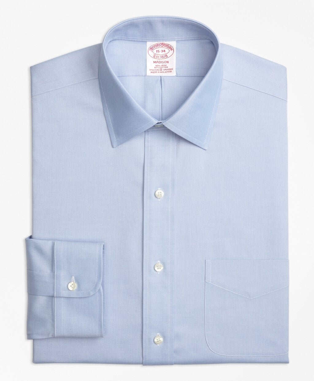 Brooks Brothers Men Stretch Madison Classic-Fit Dress Shirt, Non-Iron Pinpoint Spread Collar