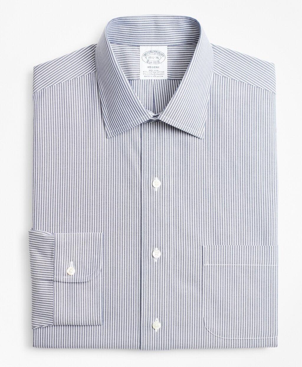 Brooks Brothers Men Stretch Regent Fitted Dress Shirt, Non-Iron Narrow Ground Stripe