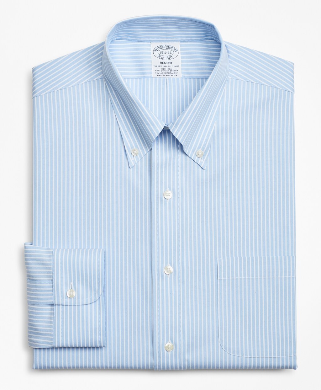 Brooks Brothers Men Stretch Regent Fitted Dress Shirt, Non-Iron Stripe