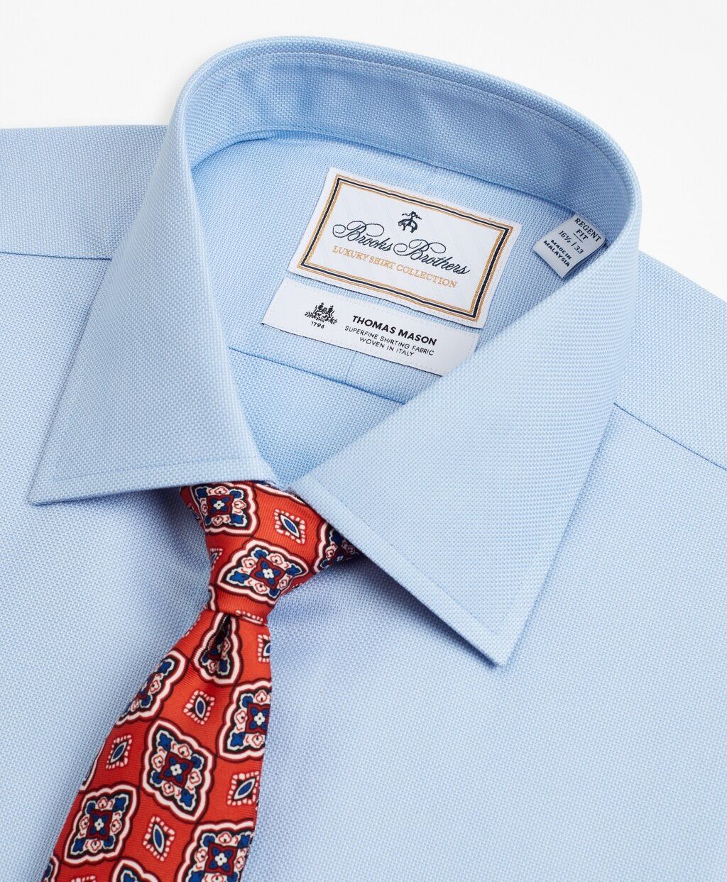 Brooks Brothers Men Luxury Collection Regent Fitted Dress Shirt, Franklin Spread Collar Dobby