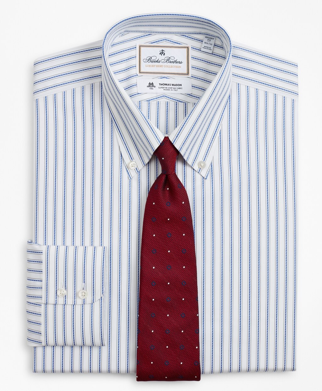 Brooks Brothers Men Luxury Collection Regent Fitted Dress Shirt, Button-Down Collar Stripe