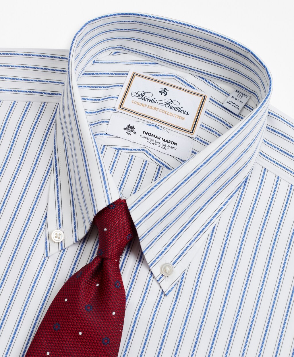 Brooks Brothers Men Luxury Collection Regent Fitted Dress Shirt, Button-Down Collar Stripe