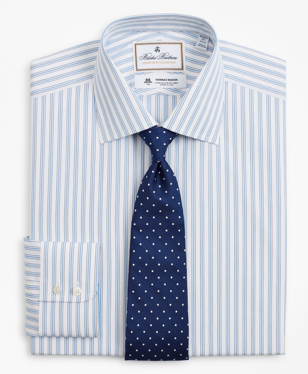 Brooks Brothers Men Luxury Collection Regent Fitted Dress Shirt, Franklin Spread Collar Outline Stripe