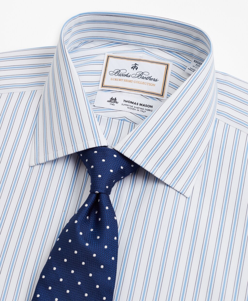 Brooks Brothers Men Luxury Collection Regent Fitted Dress Shirt, Franklin Spread Collar Outline Stripe