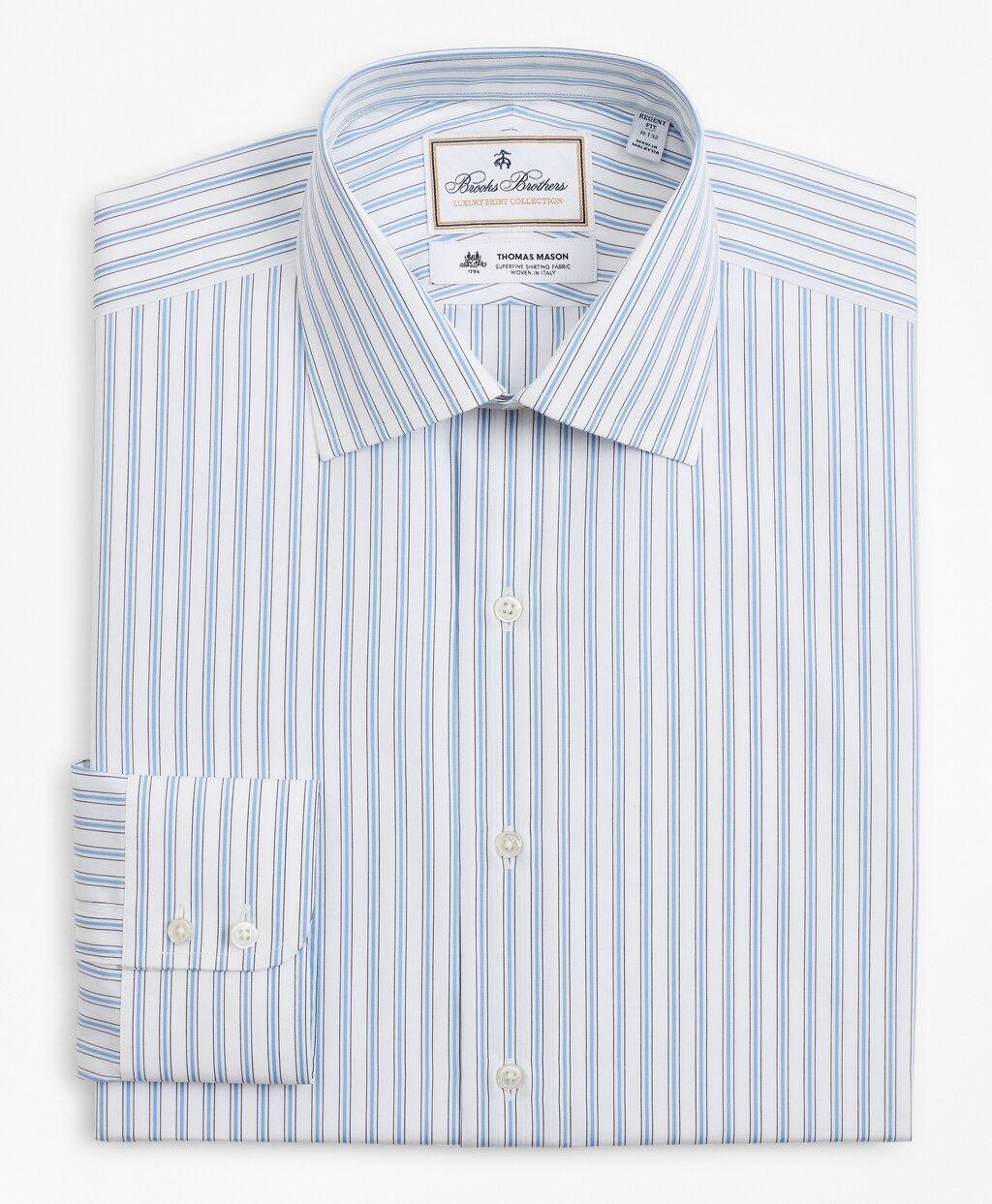 Brooks Brothers Men Luxury Collection Regent Fitted Dress Shirt, Franklin Spread Collar Outline Stripe