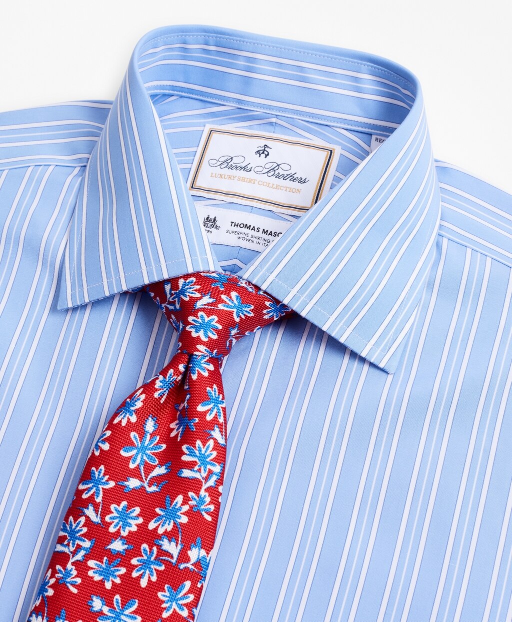 Brooks Brothers Men Luxury Collection Regent Fitted Dress Shirt, Franklin Spread Collar Ribbon Stripe