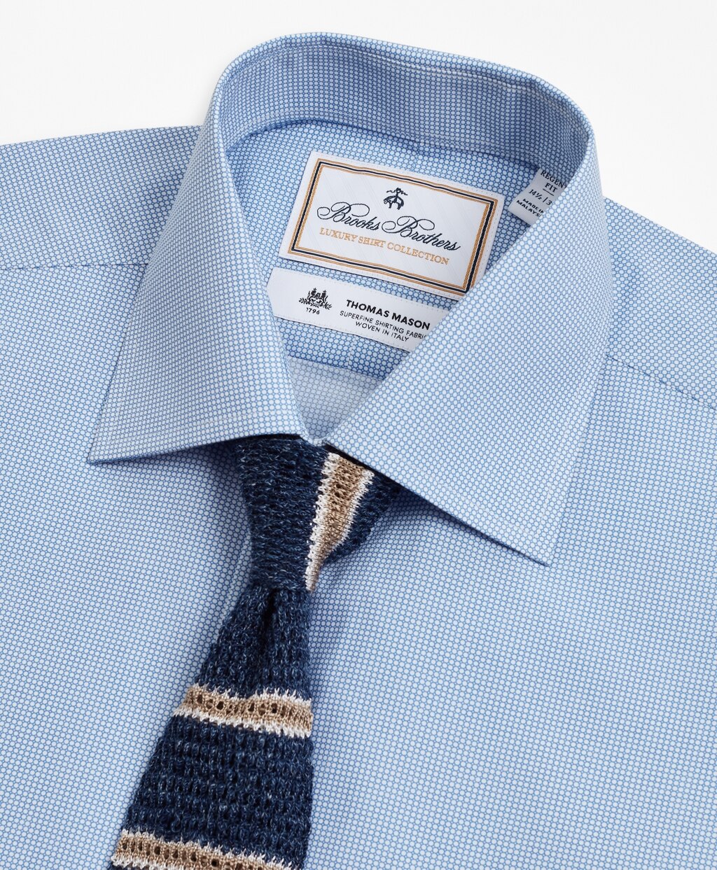 Brooks Brothers Men Luxury Collection Regent Fitted Dress Shirt, Franklin Spread Collar Dot