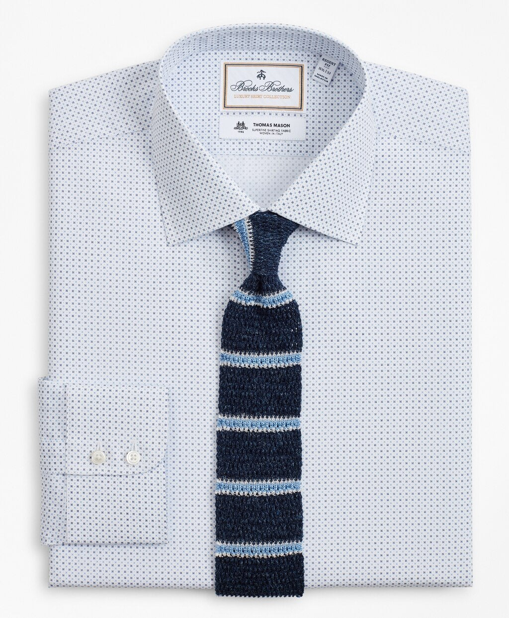 Brooks Brothers Men Luxury Collection Regent Fitted Dress Shirt, Franklin Spread Collar Geo Print