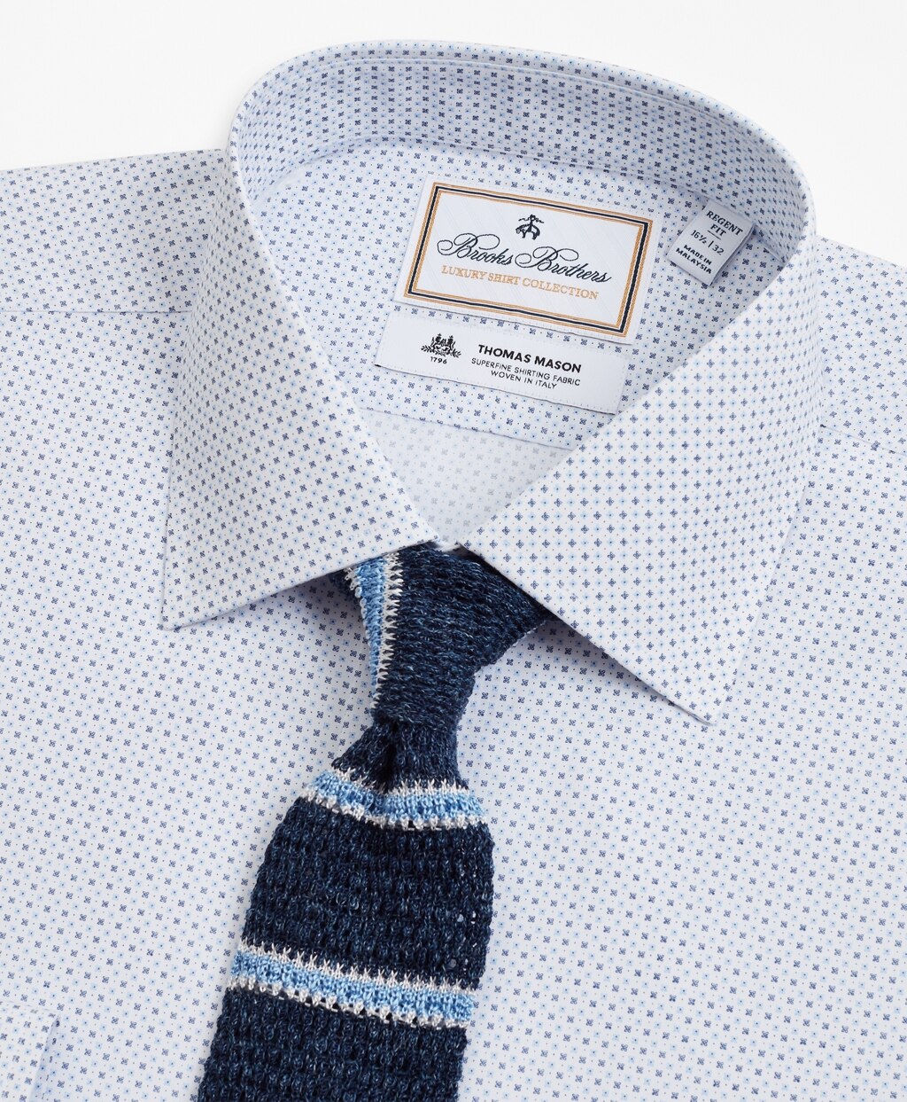 Brooks Brothers Men Luxury Collection Regent Fitted Dress Shirt, Franklin Spread Collar Geo Print