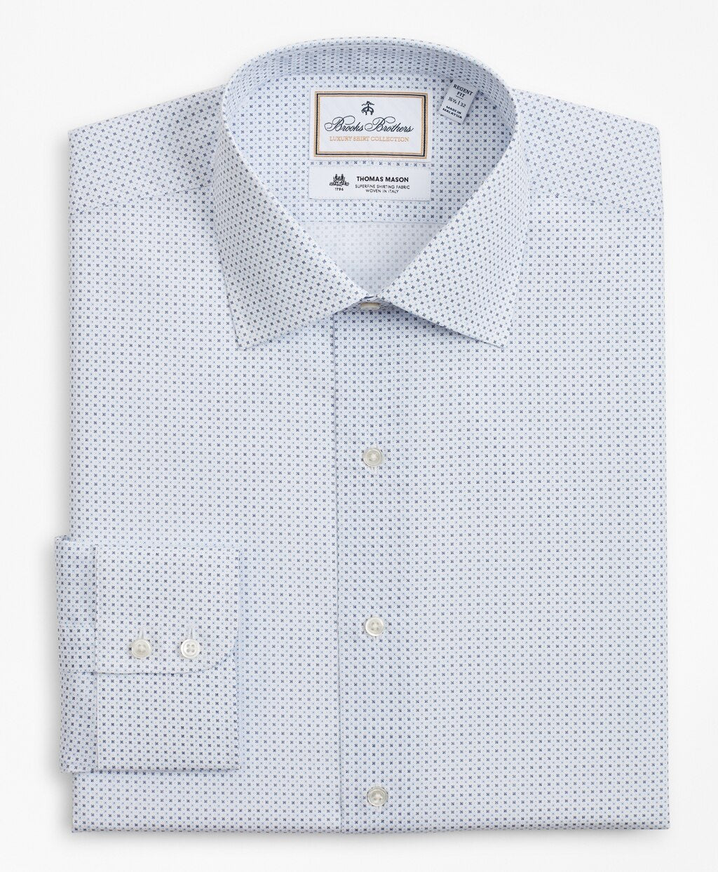 Brooks Brothers Men Luxury Collection Regent Fitted Dress Shirt, Franklin Spread Collar Geo Print
