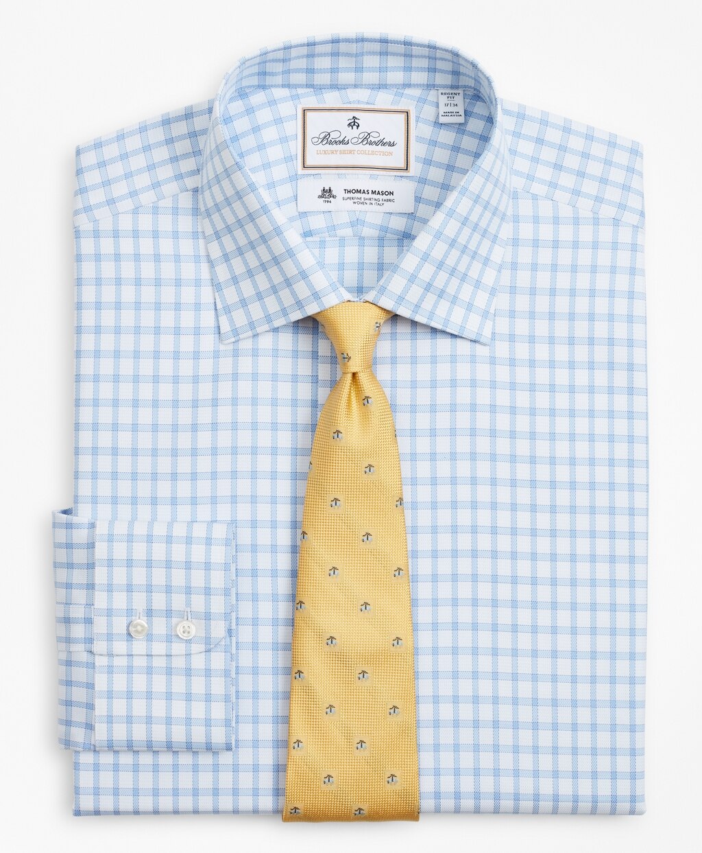 Brooks Brothers Men Luxury Collection Regent Fitted Dress Shirt, Franklin Spread Collar Check