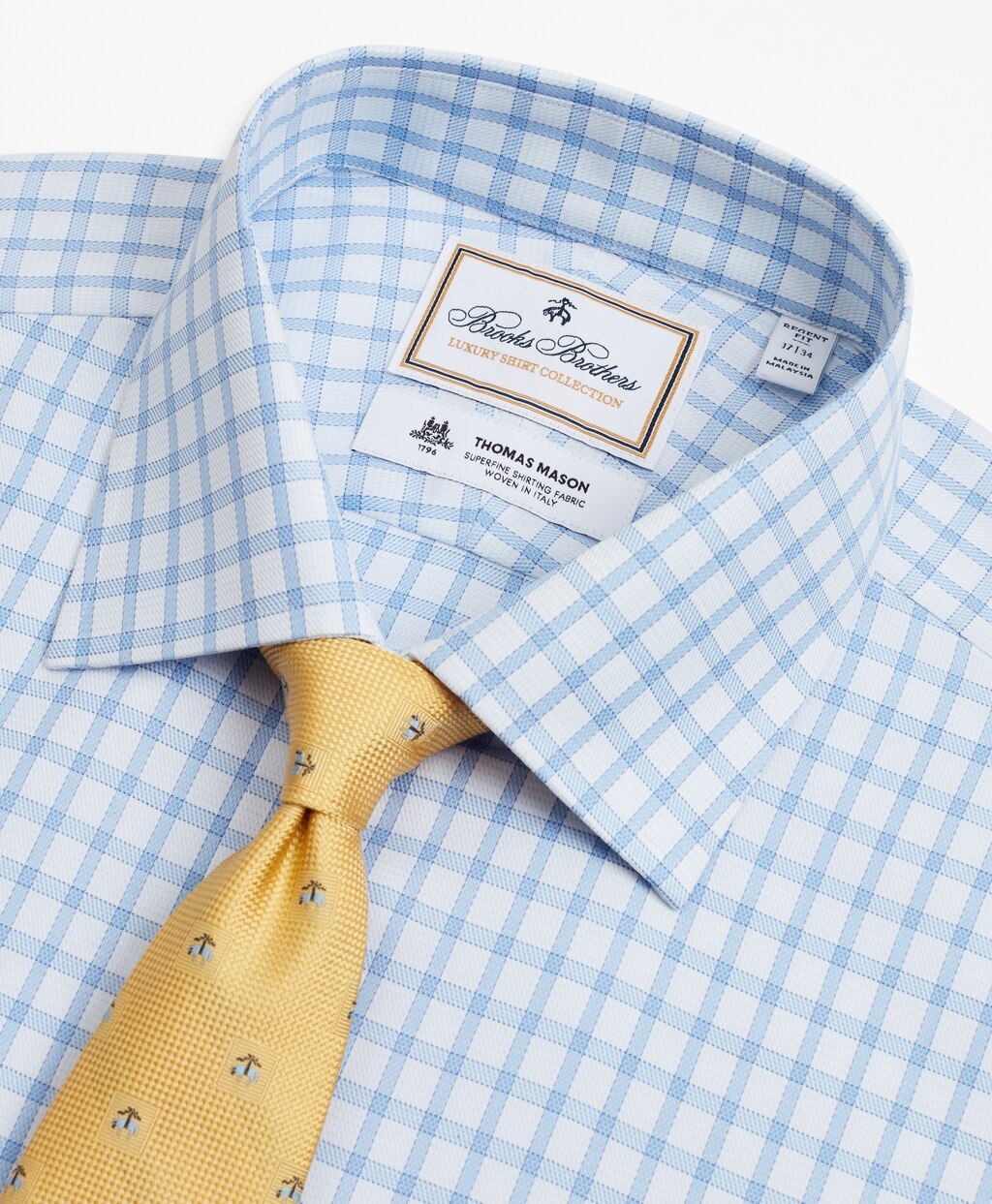Brooks Brothers Men Luxury Collection Regent Fitted Dress Shirt, Franklin Spread Collar Check