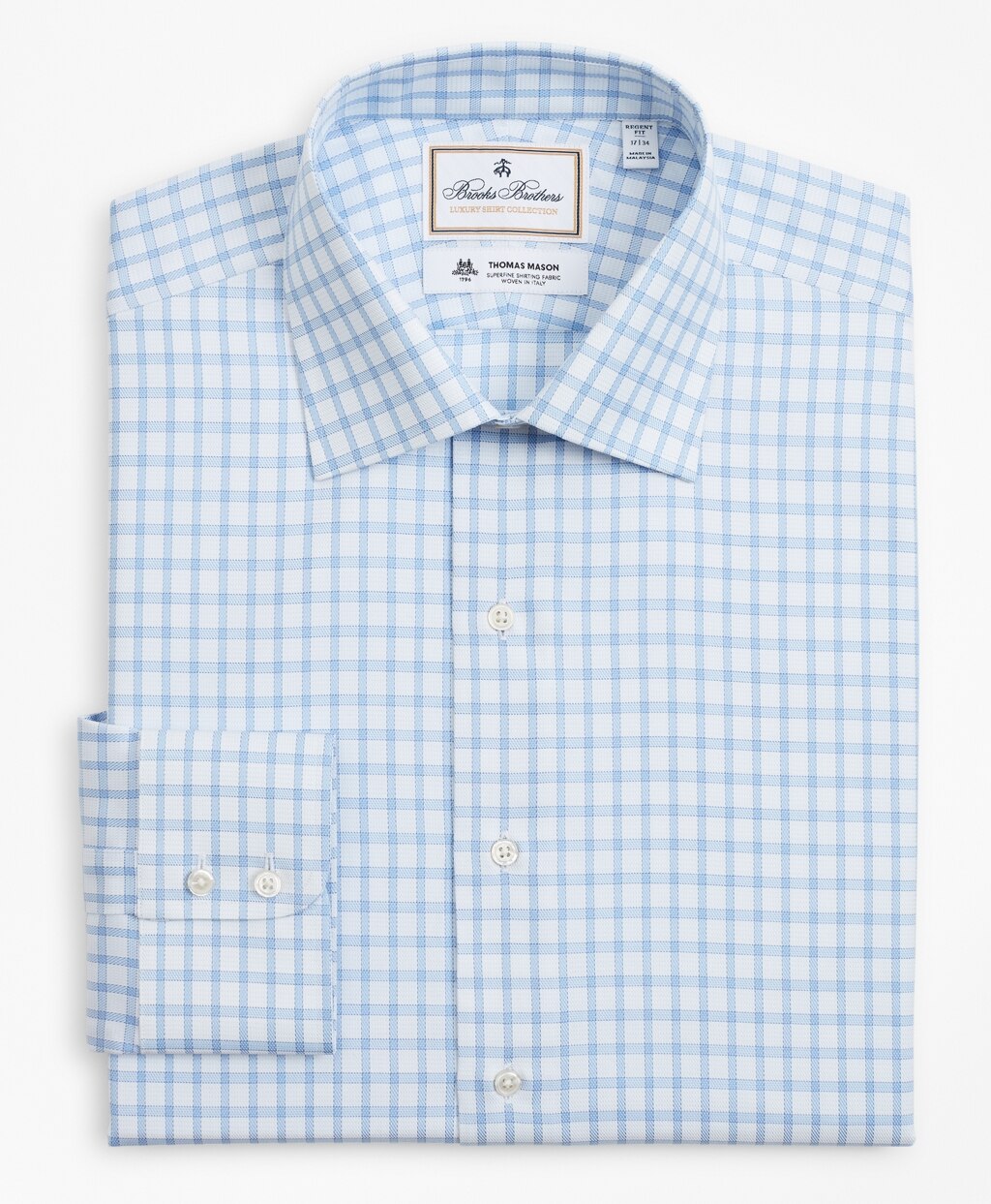Brooks Brothers Men Luxury Collection Regent Fitted Dress Shirt, Franklin Spread Collar Check