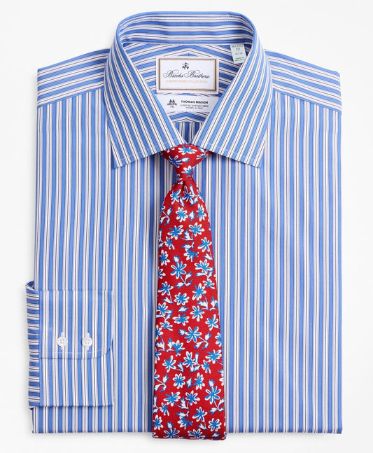 Brooks Brothers Men Luxury Collection Milano Slim-Fit Dress Shirt, Franklin Spread Collar Outline Stripe