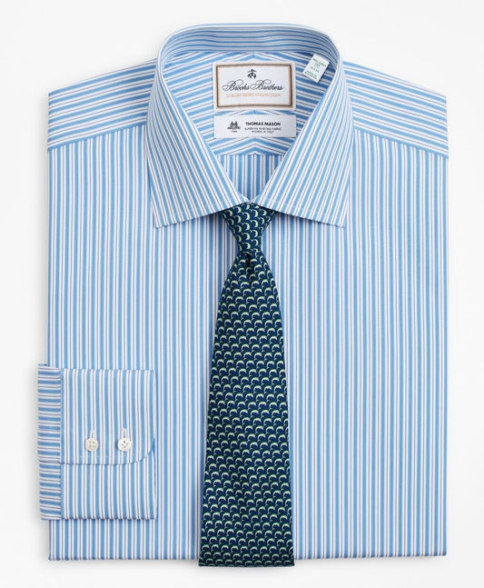 Brooks Brothers Men Luxury Collection Milano Slim-Fit Dress Shirt, Franklin Spread Collar Pinstripe