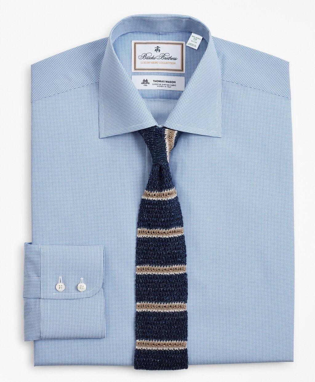Brooks Brothers Men Luxury Collection Milano Slim-Fit Dress Shirt, Franklin Spread Collar Dot