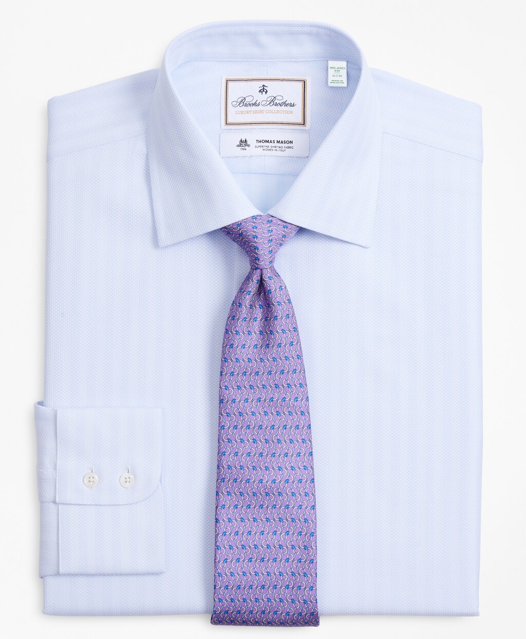 Brooks Brothers Men Luxury Collection Milano Slim-Fit Dress Shirt, Franklin Spread Collar Stripe