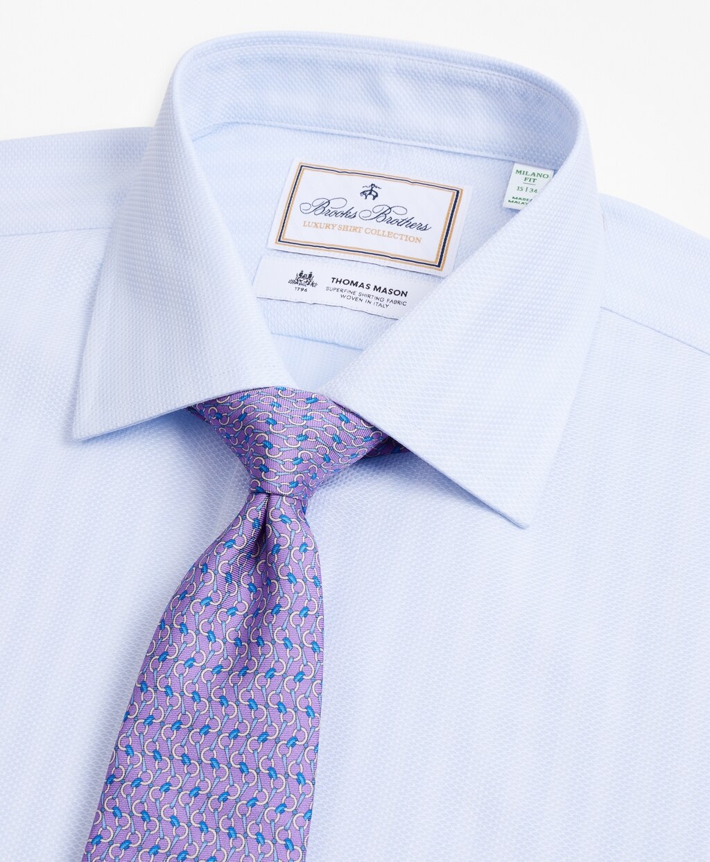 Brooks Brothers Men Luxury Collection Milano Slim-Fit Dress Shirt, Franklin Spread Collar Stripe