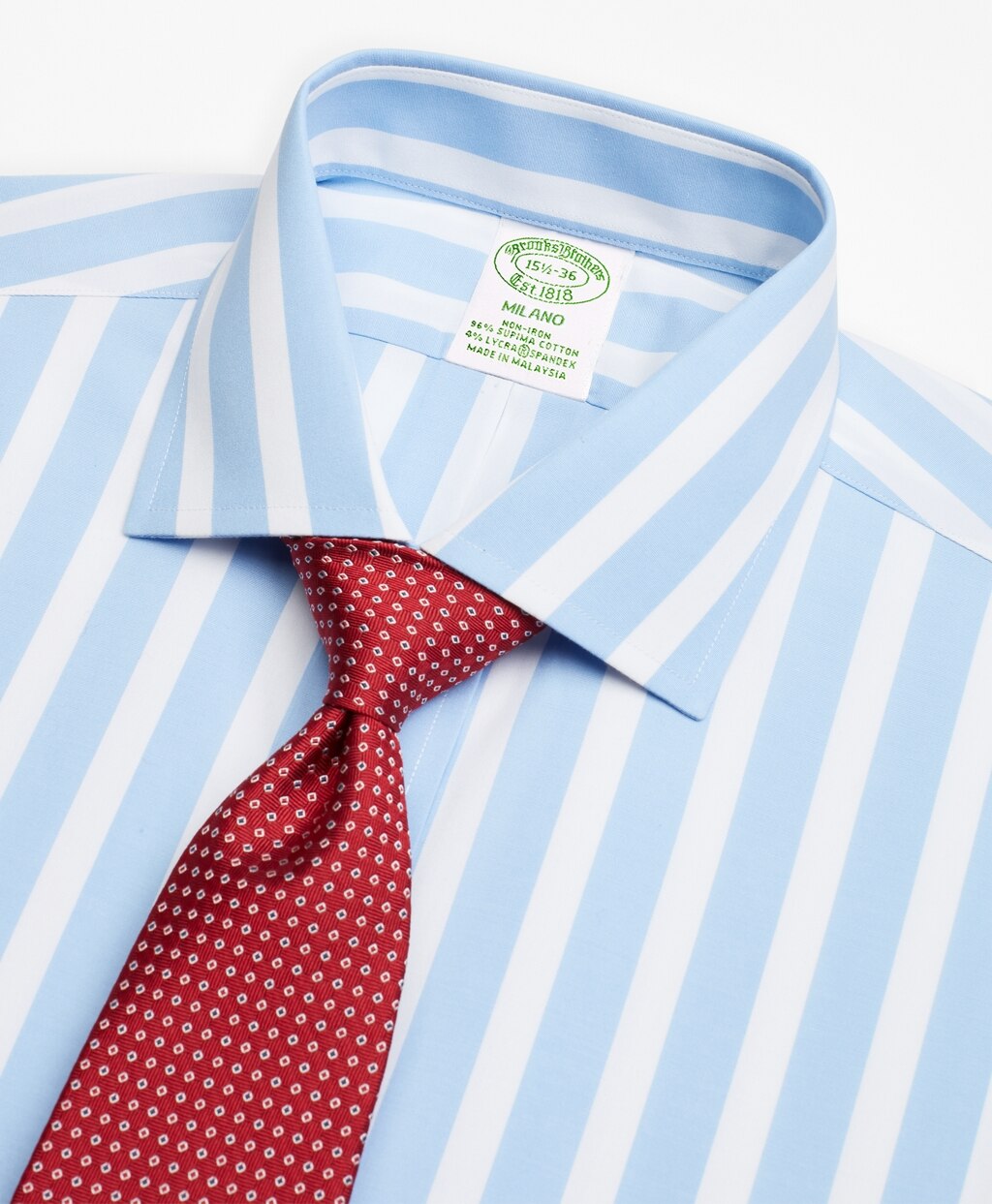 Brooks Brothers Men Stretch Milano Slim-Fit Dress Shirt, Non-Iron Bold Stripe