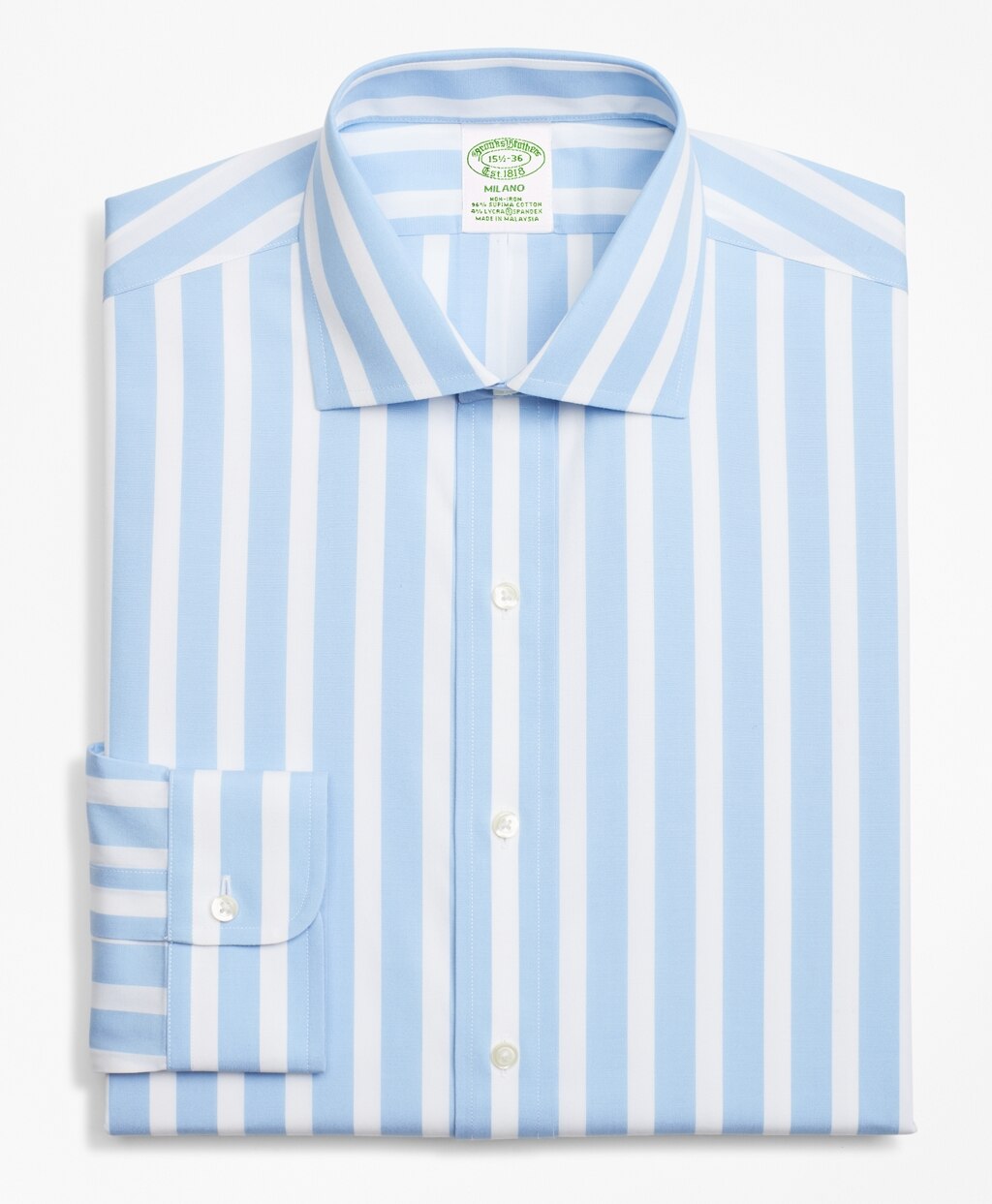 Brooks Brothers Men Stretch Milano Slim-Fit Dress Shirt, Non-Iron Bold Stripe
