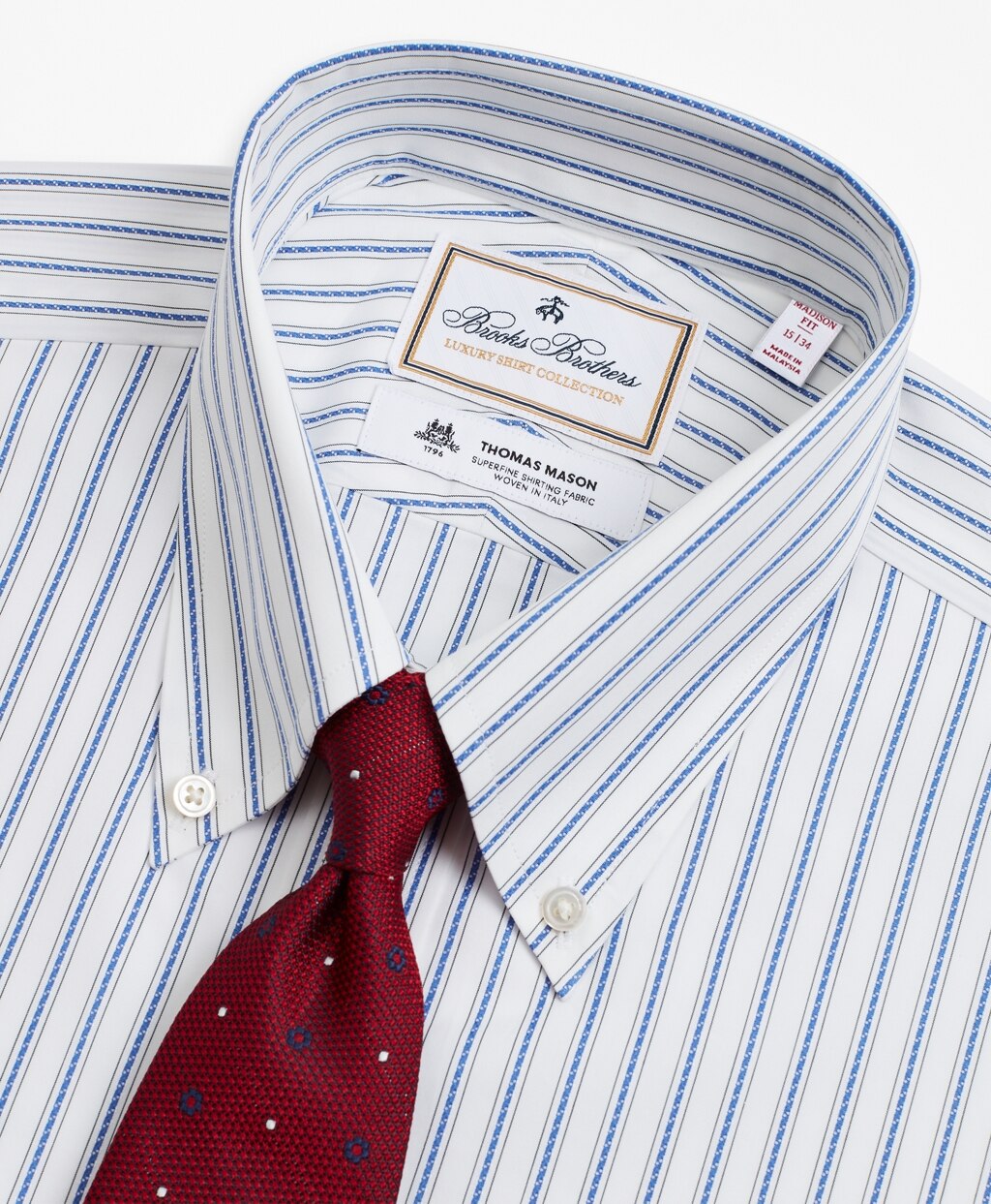 Brooks Brothers Men Luxury Collection Madison Classic-Fit Dress Shirt, Button-Down Collar Stripe