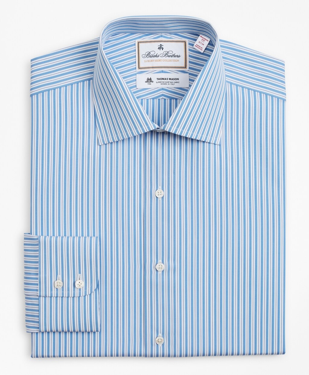 Brooks Brothers Men Luxury Collection Madison Classic-Fit Dress Shirt, Franklin Spread Collar Pinstripe