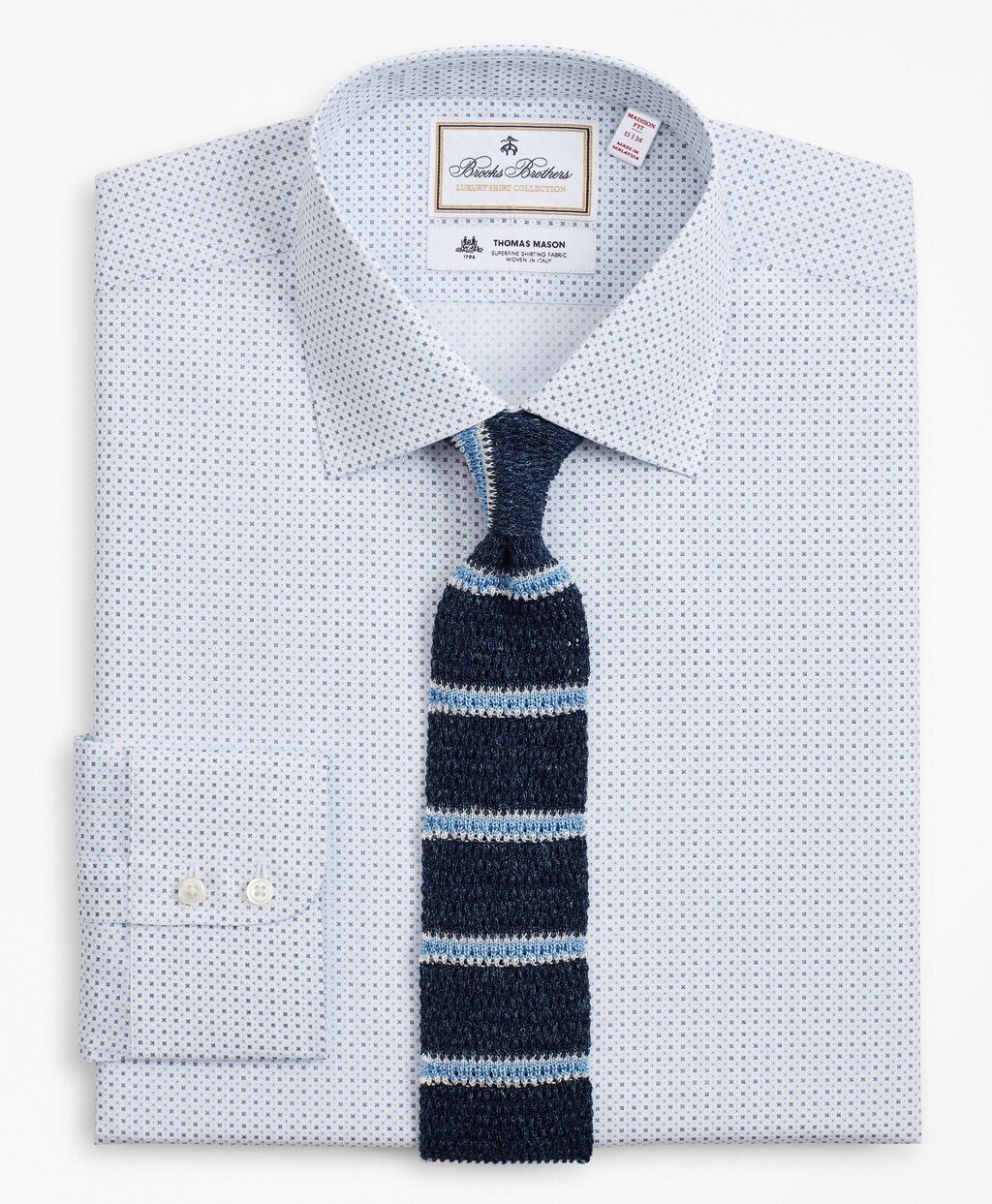 Brooks Brothers Men Luxury Collection Madison Classic-Fit Dress Shirt, Franklin Spread Collar Geo Print