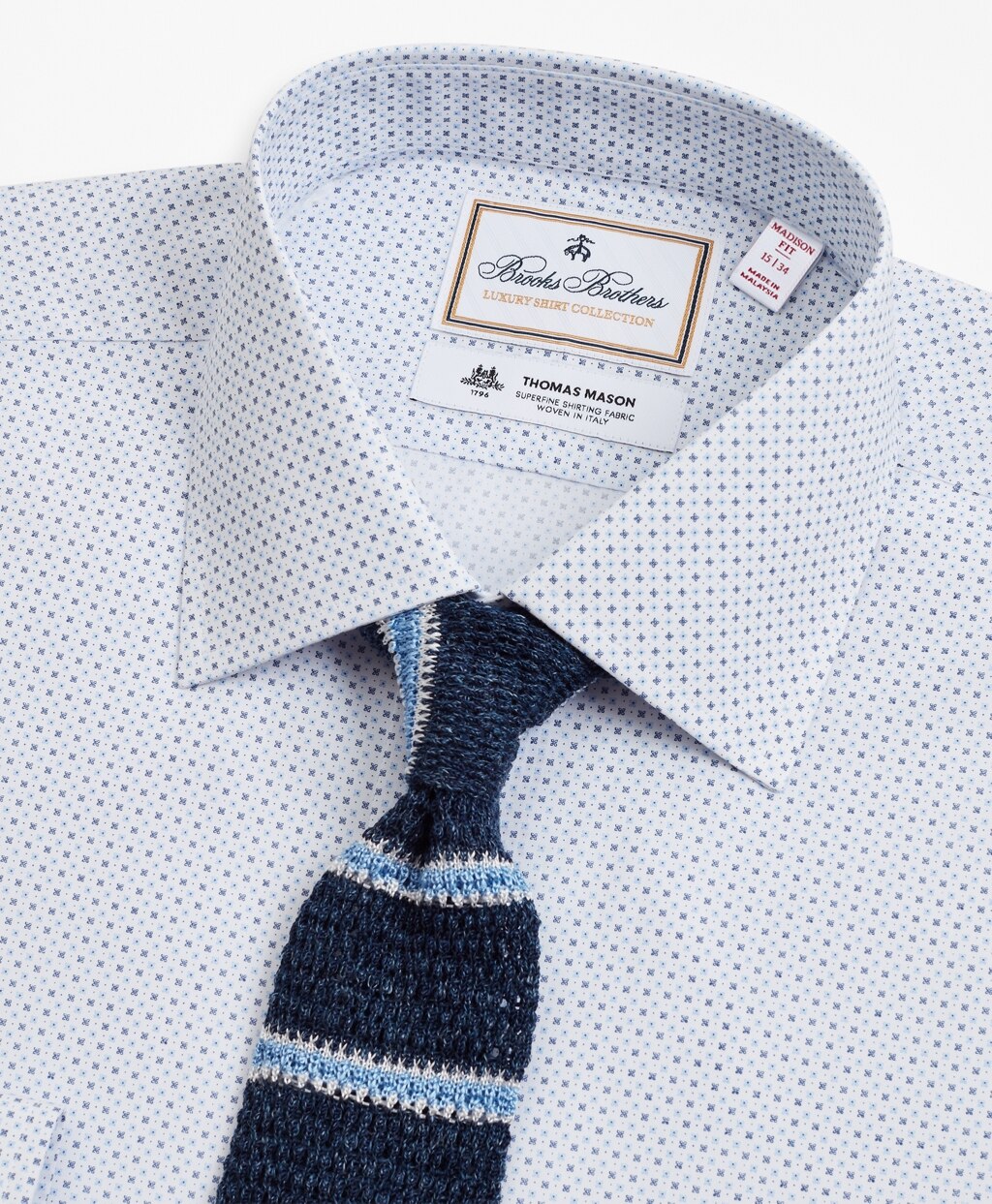 Brooks Brothers Men Luxury Collection Madison Classic-Fit Dress Shirt, Franklin Spread Collar Geo Print