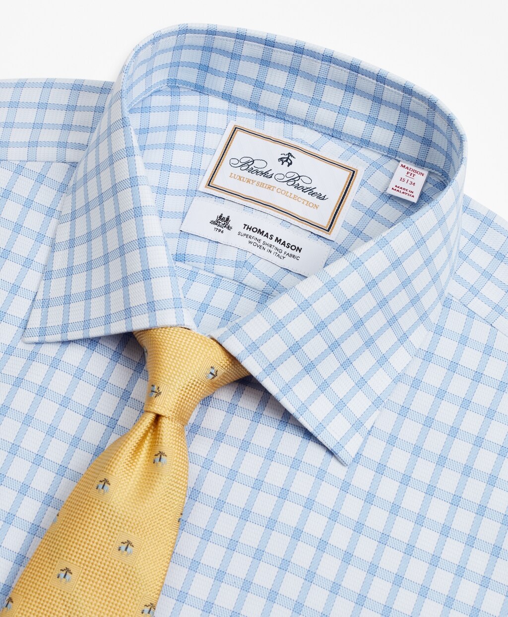 Brooks Brothers Men Luxury Collection Madison Classic-Fit Dress Shirt, Franklin Spread Collar Check
