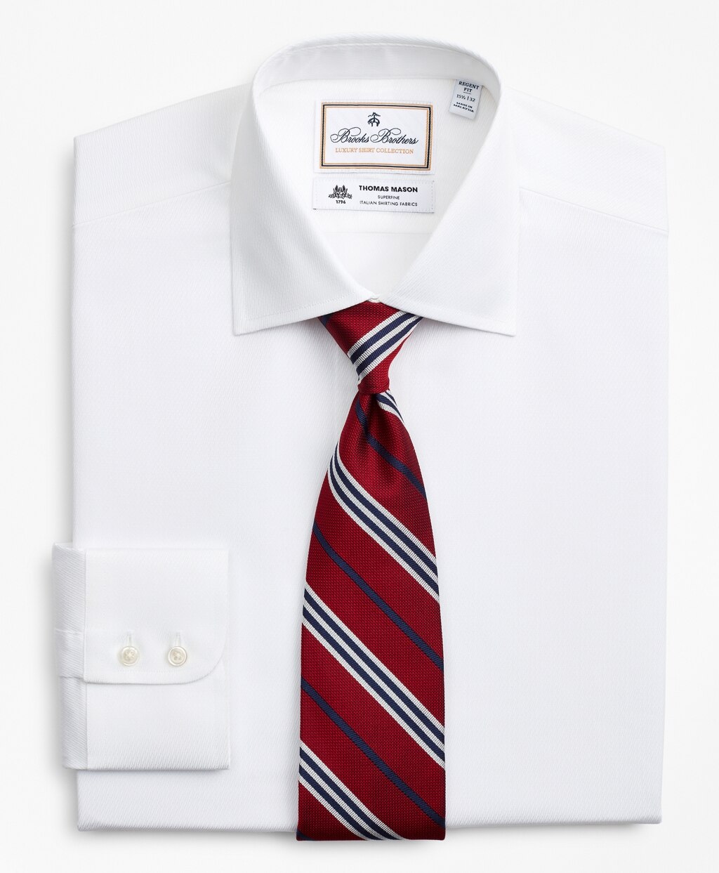 Brooks Brothers Men Luxury Collection Regent Fitted Dress Shirt, Franklin Spread Collar Fine Stripe