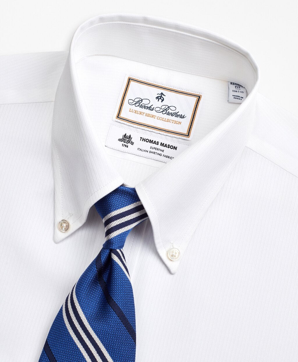 Brooks Brothers Men Luxury Collection Regent Fitted Dress Shirt, Button-Down Collar Self-Stripe