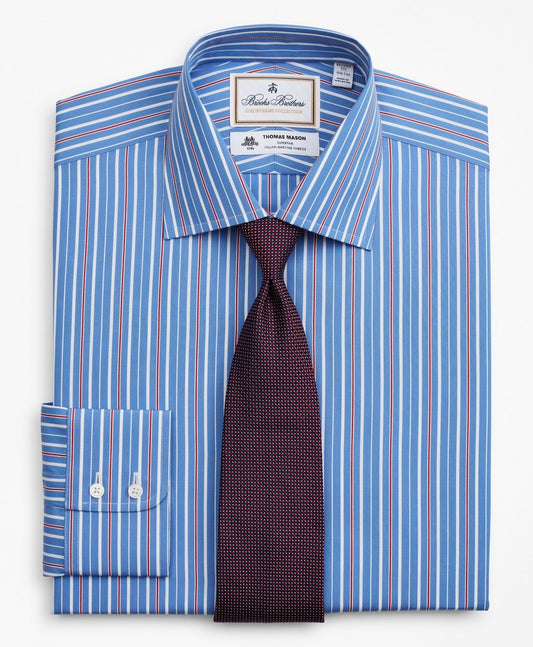 Brooks Brothers Men Luxury Collection Regent Fitted Dress Shirt, Franklin Spread Collar Multi-Stripe