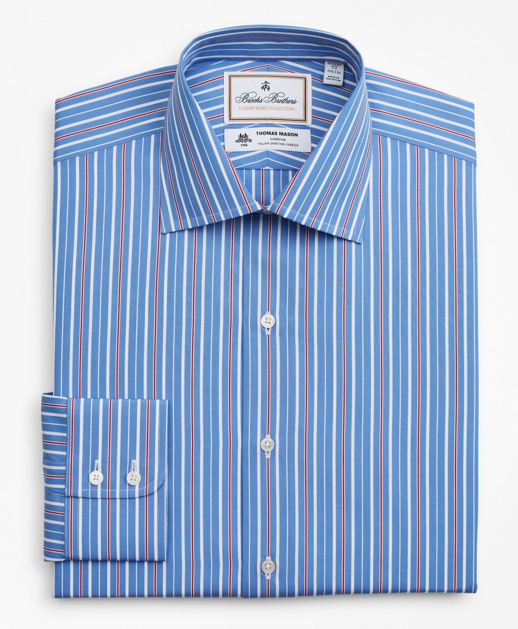 Brooks Brothers Men Luxury Collection Regent Fitted Dress Shirt, Franklin Spread Collar Multi-Stripe