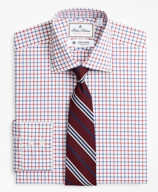 Brooks Brothers Men Luxury Collection Regent Fitted Dress Shirt, Franklin Spread Collar Bold Windowpane