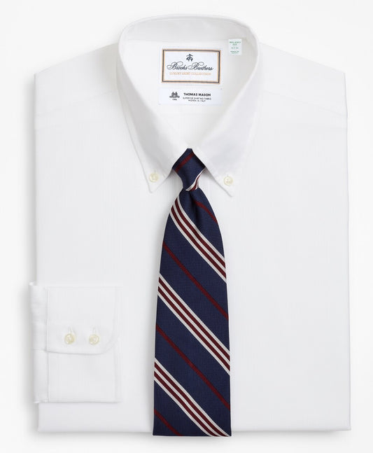 Brooks Brothers Men Luxury Collection Milano Slim-Fit Dress Shirt, Button-Down Collar Textured