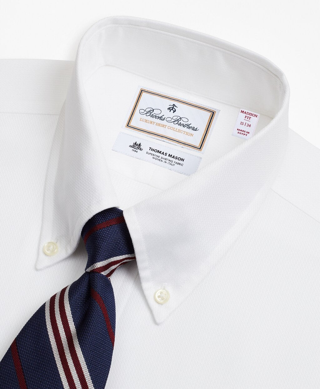 Brooks Brothers Men Luxury Collection Madison Classic-Fit Dress Shirt, Button-Down Collar Textured