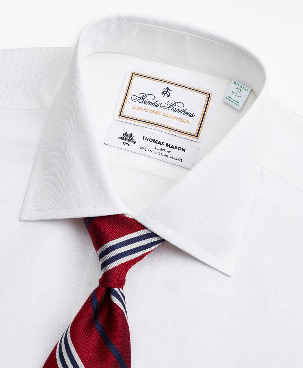 Brooks Brothers Men Luxury Collection Milano Slim-Fit Dress Shirt, Franklin Spread Collar Fine Stripe