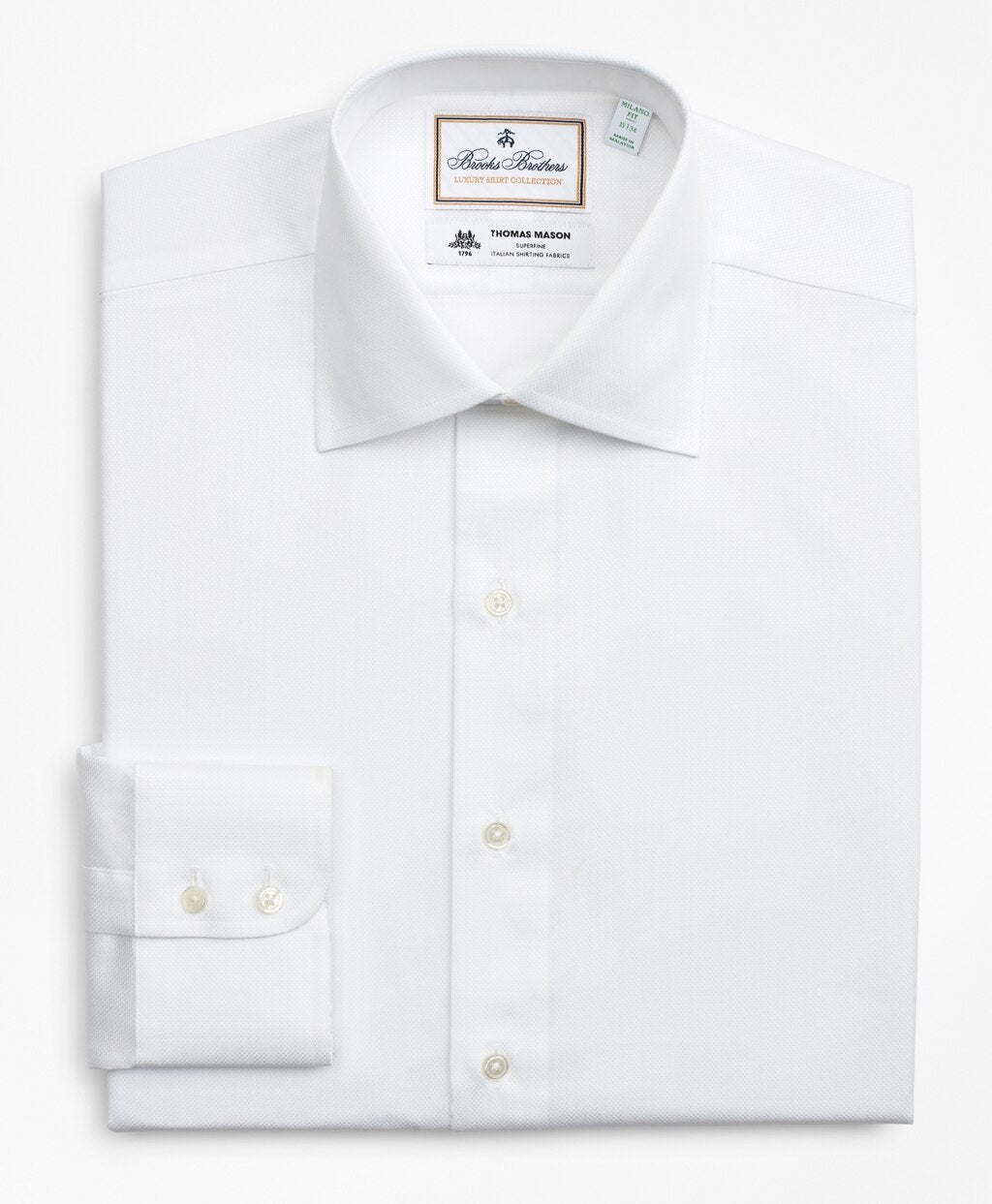 Brooks Brothers Men Luxury Collection Milano Slim-Fit Dress Shirt, Franklin Spread Collar Pique
