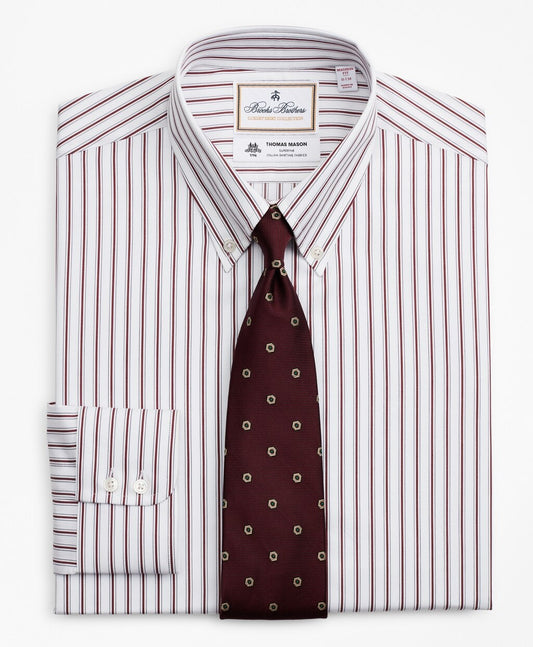 Brooks Brothers Men Luxury Collection Milano Slim-Fit Dress Shirt, Button-Down Collar Stripe