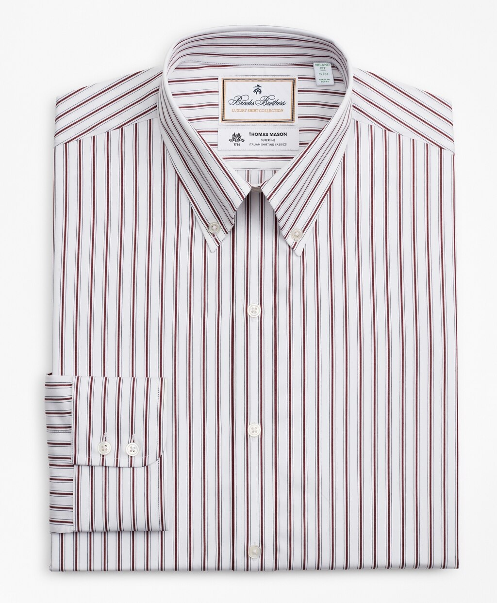 Brooks Brothers Men Luxury Collection Madison Classic-Fit Dress Shirt, Button-Down Collar Stripe