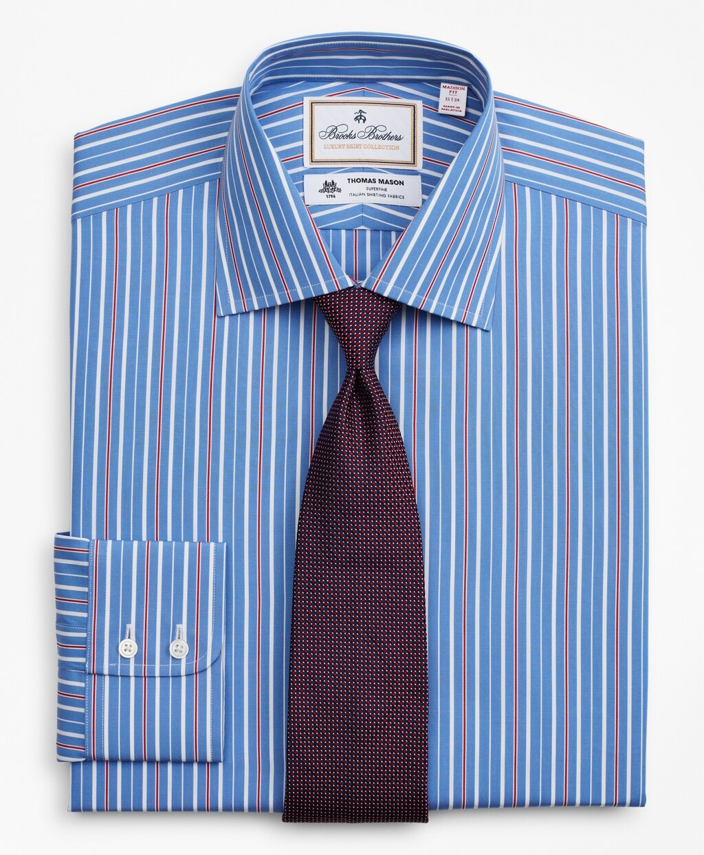 Brooks Brothers Men Luxury Collection Madison Classic-Fit Dress Shirt, Franklin Spread Collar Multi-Stripe