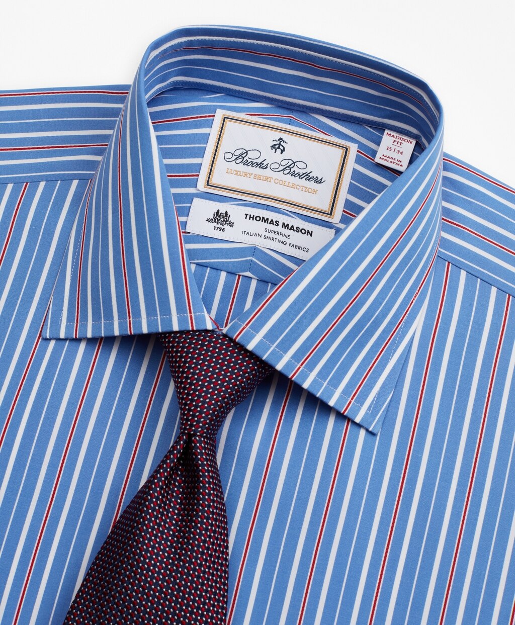 Brooks Brothers Men Luxury Collection Madison Classic-Fit Dress Shirt, Franklin Spread Collar Multi-Stripe