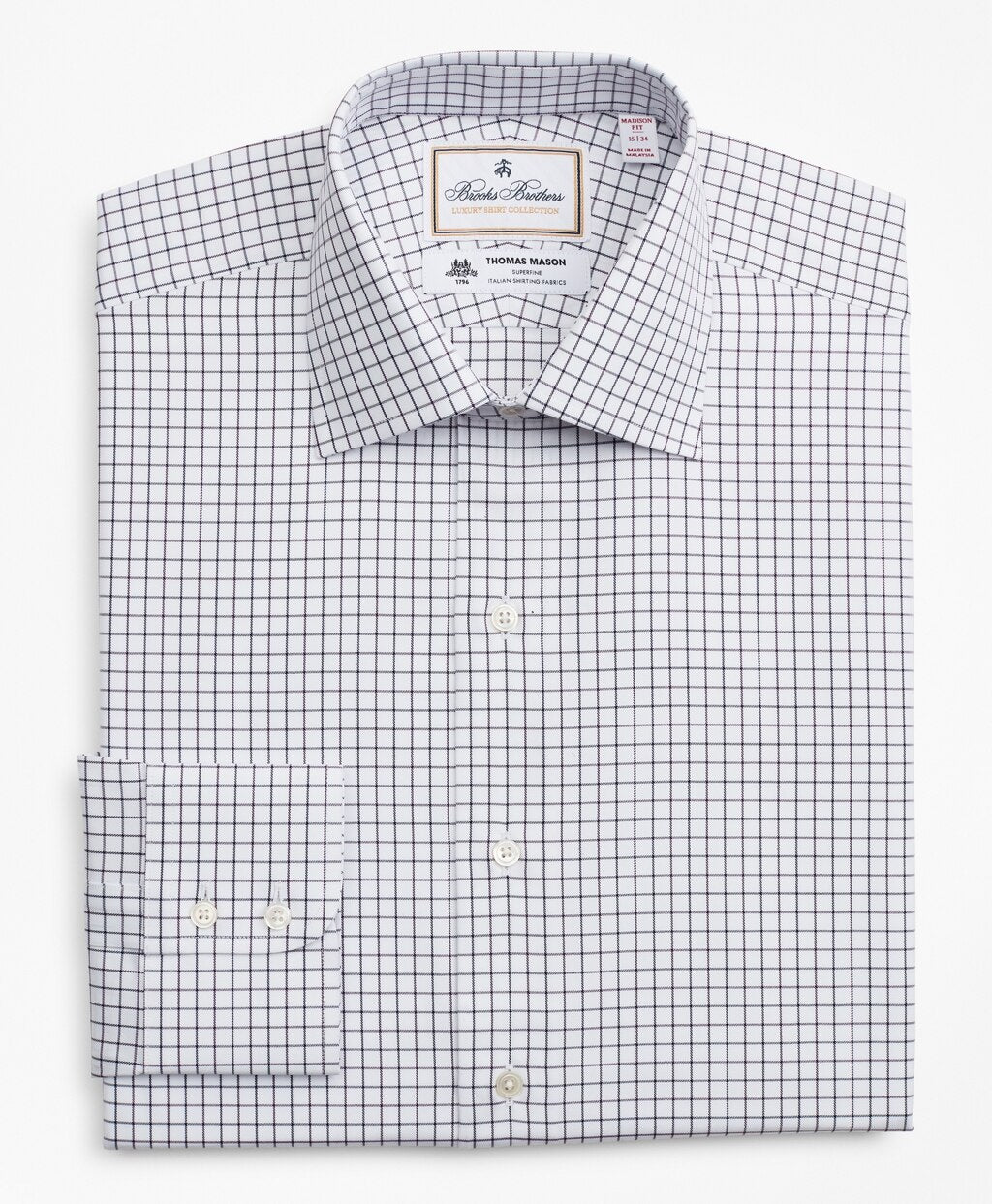 Brooks Brothers Men Luxury Collection Madison Classic-Fit Dress Shirt, Franklin Spread Collar Fine Windowpane