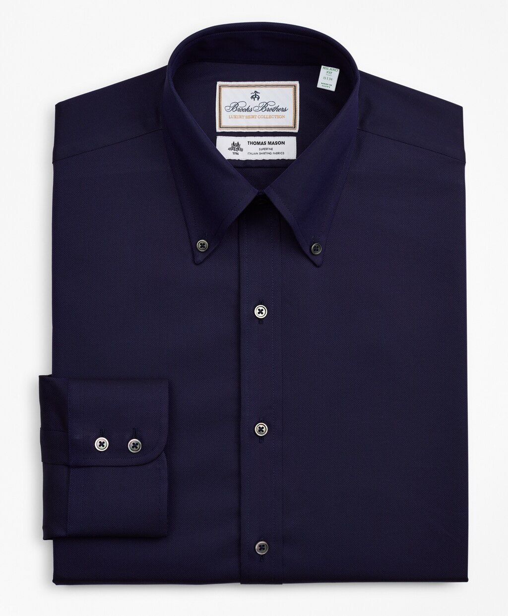 Brooks Brothers Men Luxury Collection Milano Slim-Fit Dress Shirt, Button-Down Collar Stripe