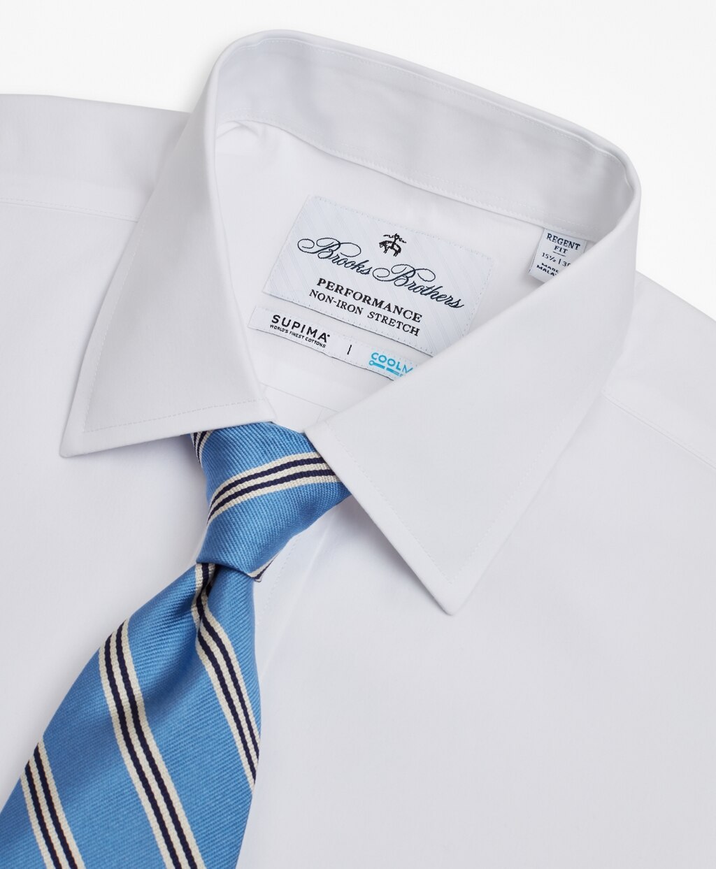 Brooks Brothers Men Regent Fitted Dress Shirt, Performance Non-Iron with COOLMAX®, Ainsley Collar Broadcloth