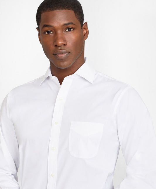 Brooks Brothers Men Regent Fitted Dress Shirt, Performance Non-Iron with COOLMAX®, English Spread Collar Broadcloth