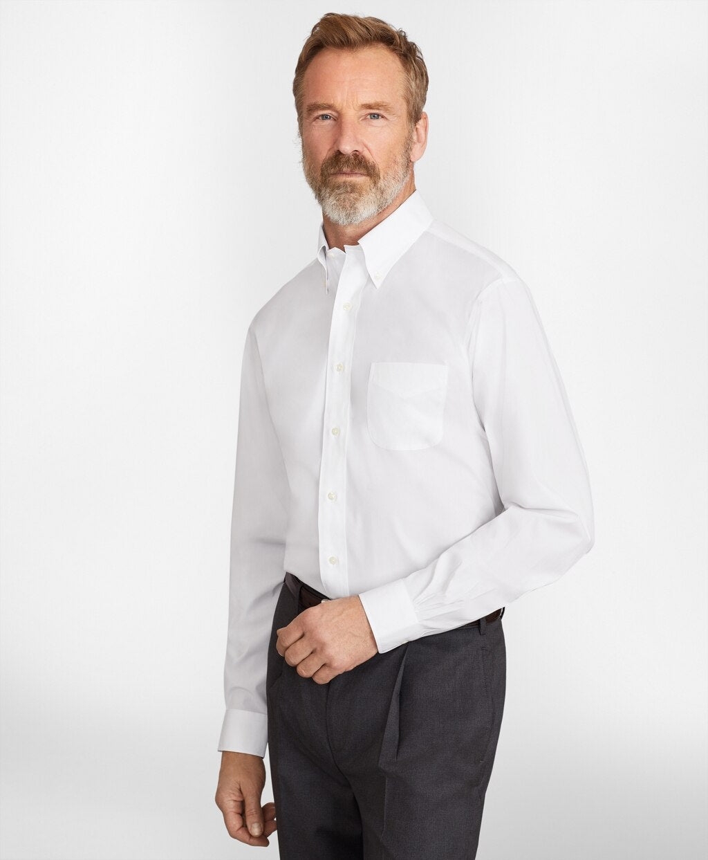 Brooks Brothers Men Madison Classic-Fit Dress Shirt, Performance Non-Iron with COOLMAX®, Button-Down Collar Twill