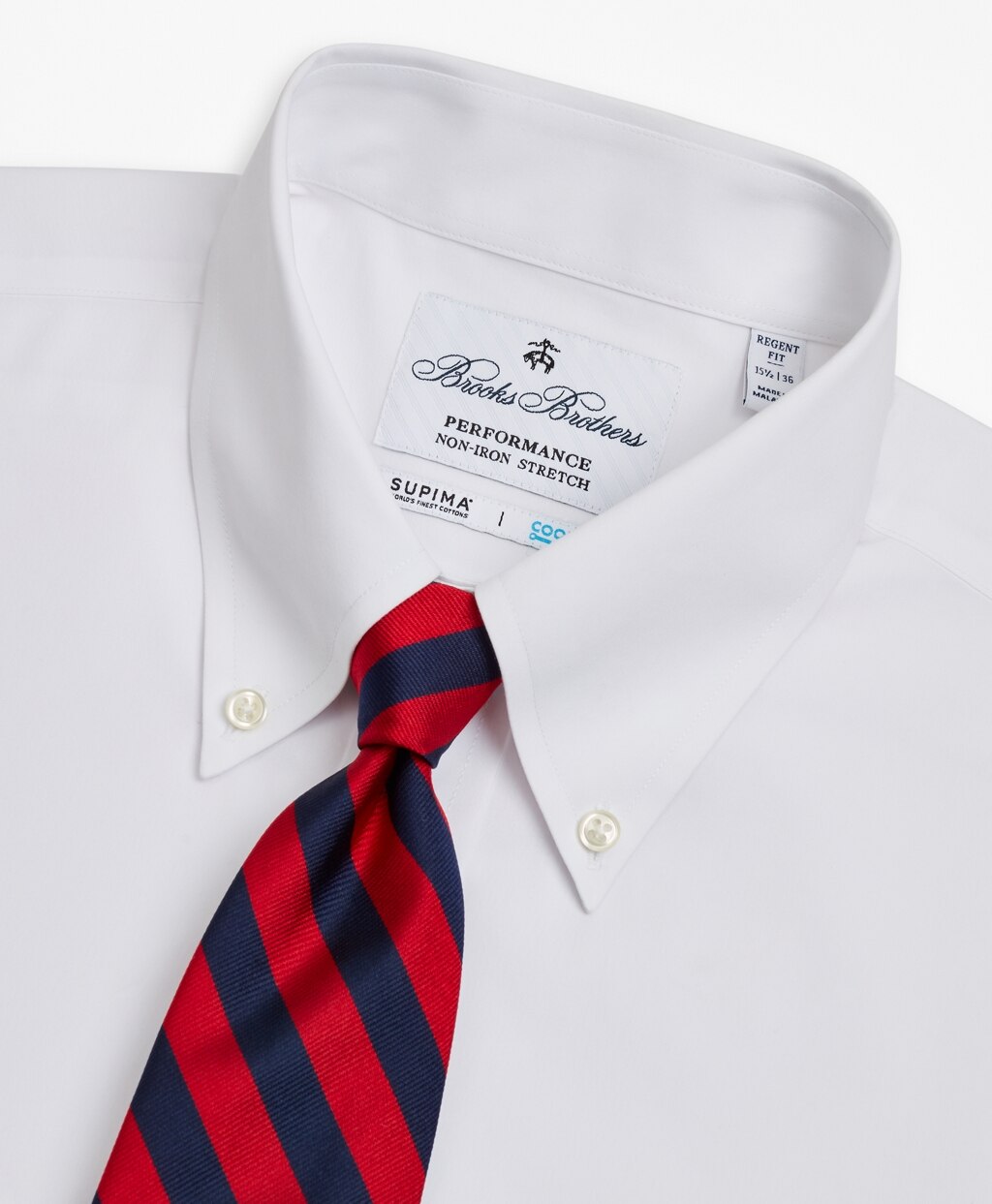 Brooks Brothers Men Regent Fitted Dress Shirt, Performance Non-Iron with COOLMAX®, Button-Down Collar Twill
