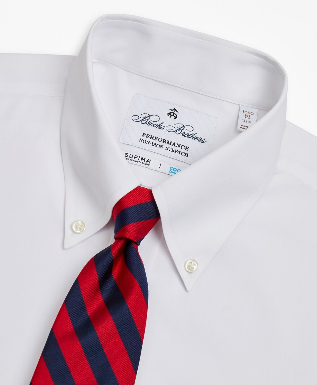 Brooks Brothers Men Soho Extra-Slim Fit Dress Shirt, Performance Non-Iron with COOLMAX®, Button-Down Collar Twill