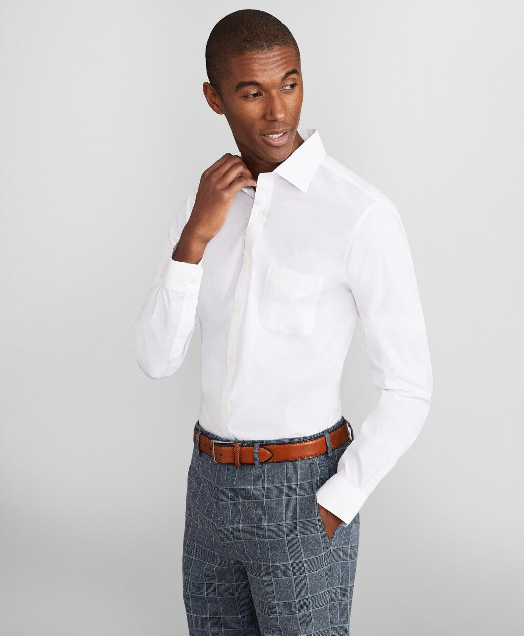 Brooks Brothers Men Milano Slim Fit Dress Shirt, Performance Non-Iron with COOLMAX®, Ainsley Collar Twill
